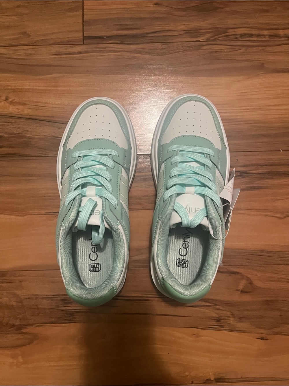 Mint green tennis shoes